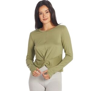 ZOBHA Women's athletic long Sleeves Twisted Thumbs Hole Shirt size M